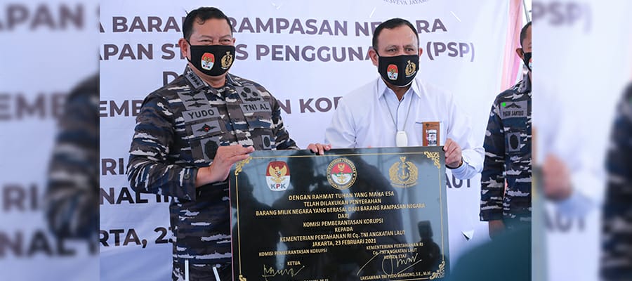 KPK Serahkan Barang Rampasan senilai Rp 55 Miliar Kepada TNI AL